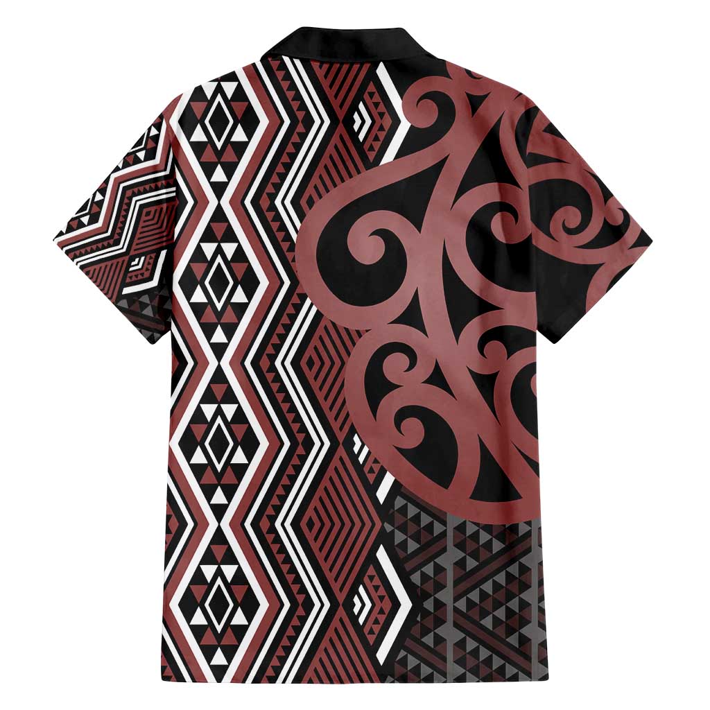 Maori Taniko Patterns Family Matching Off Shoulder Maxi Dress and Hawaiian Shirt Brown Patiki Motifs Mix Whakairo Ngaru LT7 - Polynesian Pride