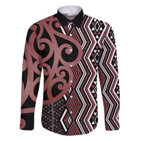 Maori Taniko Patterns Family Matching Puletasi and Hawaiian Shirt Brown Patiki Motifs Mix Whakairo Ngaru