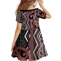 Maori Taniko Patterns Family Matching Short Sleeve Bodycon Dress and Hawaiian Shirt Brown Patiki Motifs Mix Whakairo Ngaru LT7 - Polynesian Pride