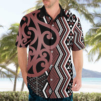 Maori Taniko Patterns Hawaiian Shirt Brown Patiki Motifs Mix Whakairo Ngaru