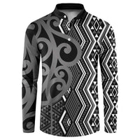 Maori Taniko Patterns Button Sweatshirt Black Patiki Motifs Mix Whakairo Ngaru