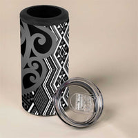 Maori Taniko Patterns 4 in 1 Can Cooler Tumbler Black Patiki Motifs Mix Whakairo Ngaru LT7 - Polynesian Pride