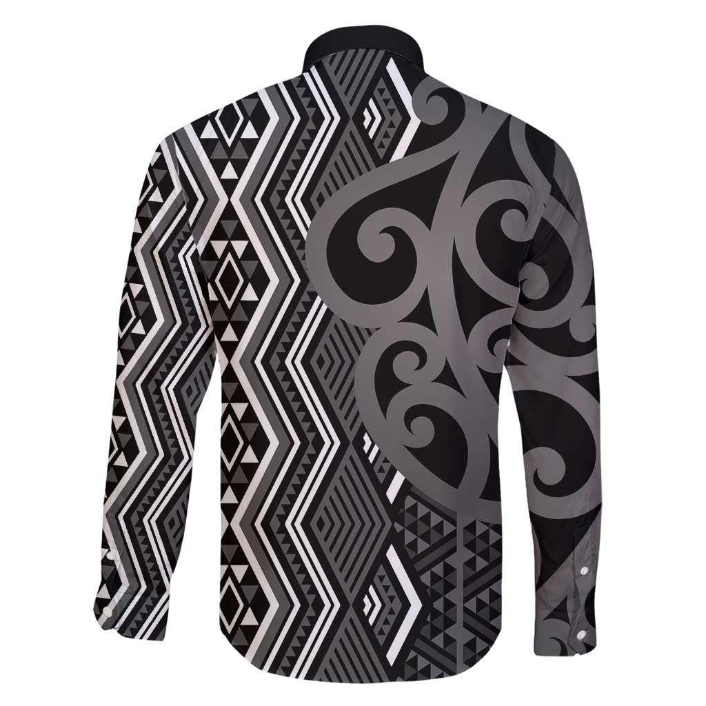 Maori Taniko Patterns Family Matching Short Sleeve Bodycon Dress and Hawaiian Shirt Black Patiki Motifs Mix Whakairo Ngaru LT7 - Polynesian Pride