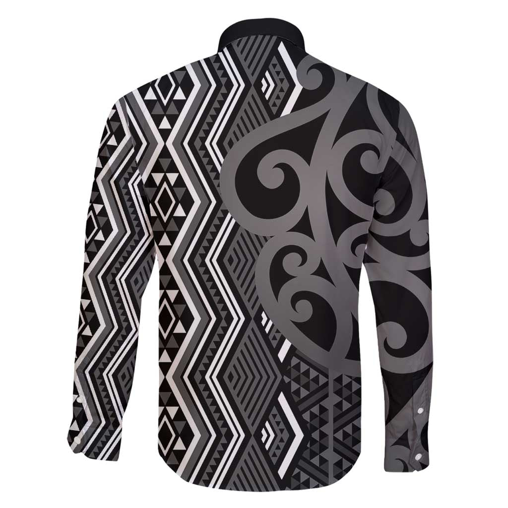 Maori Taniko Patterns Family Matching Summer Maxi Dress and Hawaiian Shirt Black Patiki Motifs Mix Whakairo Ngaru LT7 - Polynesian Pride