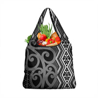 Maori Taniko Patterns Grocery Bag Black Patiki Motifs Mix Whakairo Ngaru LT7 1-pack One Size Black - Polynesian Pride