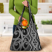 Maori Taniko Patterns Grocery Bag Black Patiki Motifs Mix Whakairo Ngaru LT7 - Polynesian Pride