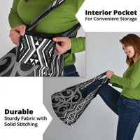 Maori Taniko Patterns Grocery Bag Black Patiki Motifs Mix Whakairo Ngaru LT7 - Polynesian Pride