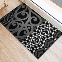 Maori Taniko Patterns Rubber Doormat Black Patiki Motifs Mix Whakairo Ngaru LT7 - Polynesian Pride