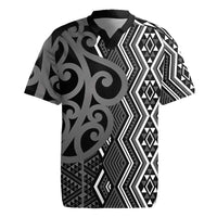 Maori Taniko Patterns Rugby Jersey Black Patiki Motifs Mix Whakairo Ngaru LT7 Black - Polynesian Pride