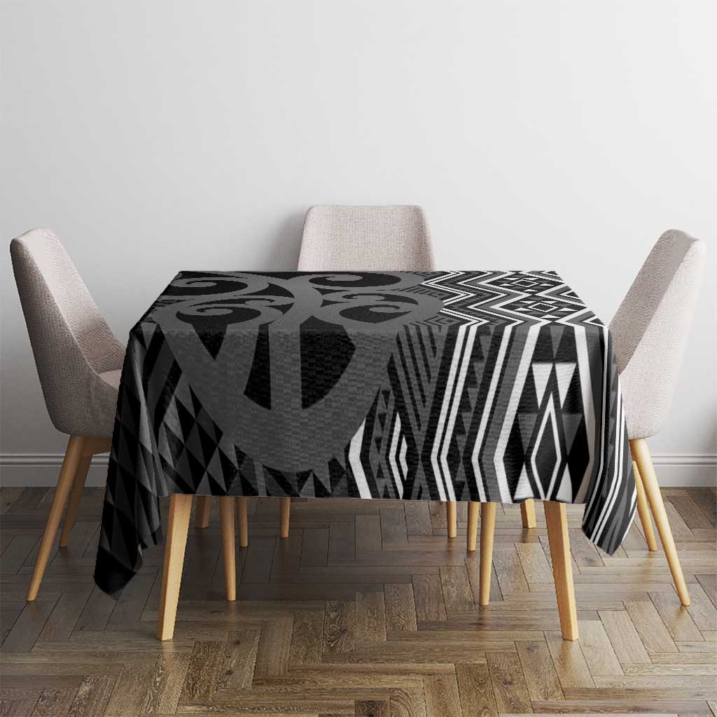 Maori Taniko Patterns Tablecloth Black Patiki Motifs Mix Whakairo Ngaru LT7 - Polynesian Pride