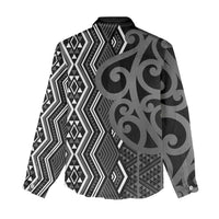 Maori Taniko Patterns Women Casual Shirt Black Patiki Motifs Mix Whakairo Ngaru LT7 - Polynesian Pride