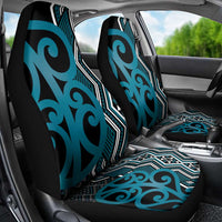 Maori Taniko Patterns Car Seat Cover Azure Patiki Motifs Mix Whakairo Ngaru