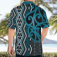 Maori Taniko Patterns Hawaiian Shirt Azure Patiki Motifs Mix Whakairo Ngaru