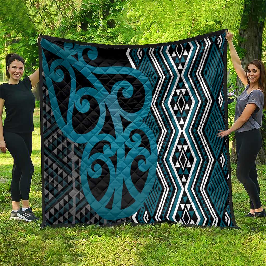 Maori Taniko Patterns Quilt Azure Patiki Motifs Mix Whakairo Ngaru