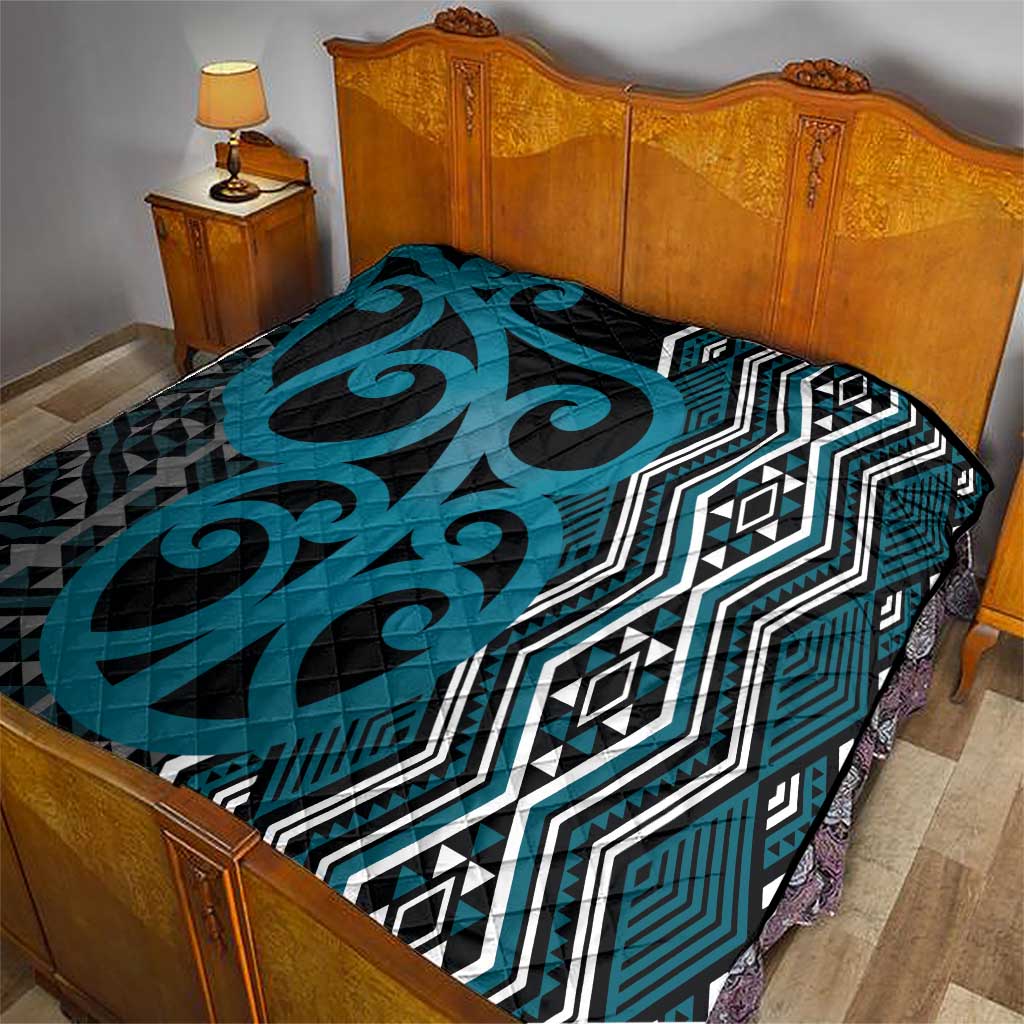 Maori Taniko Patterns Quilt Azure Patiki Motifs Mix Whakairo Ngaru