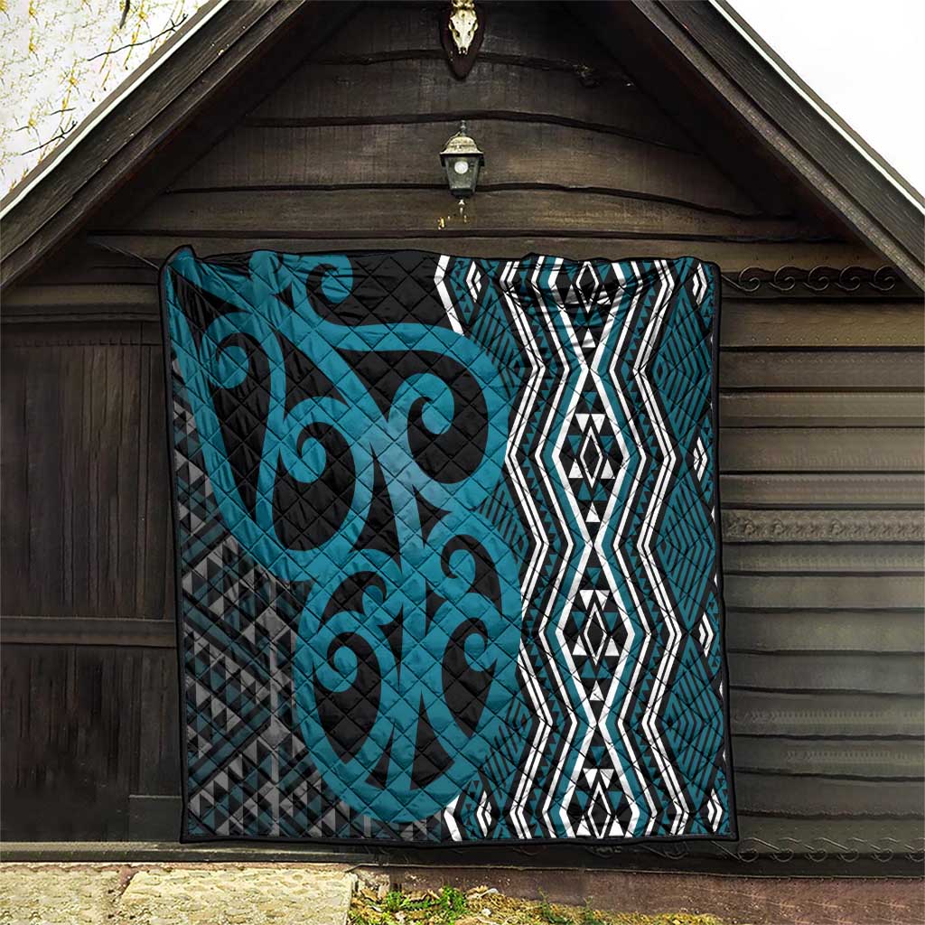 Maori Taniko Patterns Quilt Azure Patiki Motifs Mix Whakairo Ngaru