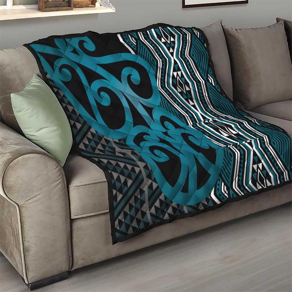 Maori Taniko Patterns Quilt Azure Patiki Motifs Mix Whakairo Ngaru