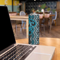 Maori Taniko Patterns Skinny Tumbler Azure Patiki Motifs Mix Whakairo Ngaru LT7 - Polynesian Pride