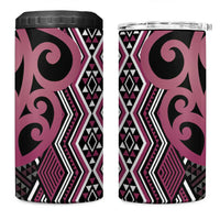 Maori Taniko Patterns 4 in 1 Can Cooler Tumbler Pink Patiki Motifs Mix Whakairo Ngaru LT7 One Size: 16 oz Pink - Polynesian Pride