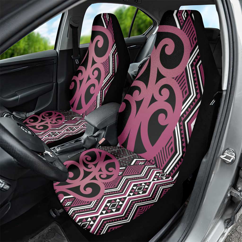 Maori Taniko Patterns Car Seat Cover Pink Patiki Motifs Mix Whakairo Ngaru