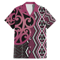 Maori Taniko Patterns Family Matching Mermaid Dress and Hawaiian Shirt Pink Patiki Motifs Mix Whakairo Ngaru LT7 Dad's Shirt - Short Sleeve Pink - Polynesian Pride