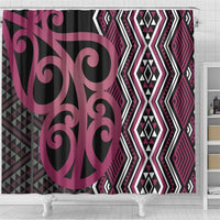 Maori Taniko Patterns Shower Curtain Pink Patiki Motifs Mix Whakairo Ngaru