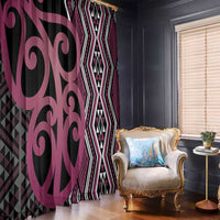 Maori Taniko Patterns Window Curtain Pink Patiki Motifs Mix Whakairo Ngaru