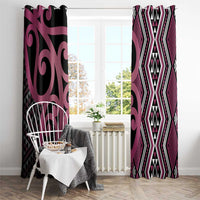 Maori Taniko Patterns Window Curtain Pink Patiki Motifs Mix Whakairo Ngaru