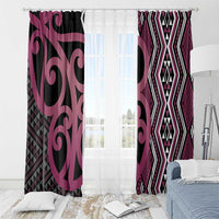 Maori Taniko Patterns Window Curtain Pink Patiki Motifs Mix Whakairo Ngaru
