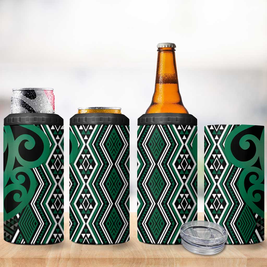 Maori Taniko Patterns 4 in 1 Can Cooler Tumbler Pounamu Patiki Motifs Mix Whakairo Ngaru LT7 - Polynesian Pride