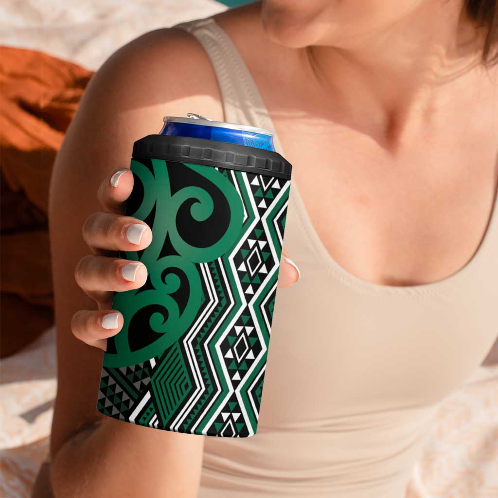 Maori Taniko Patterns 4 in 1 Can Cooler Tumbler Pounamu Patiki Motifs Mix Whakairo Ngaru LT7 - Polynesian Pride