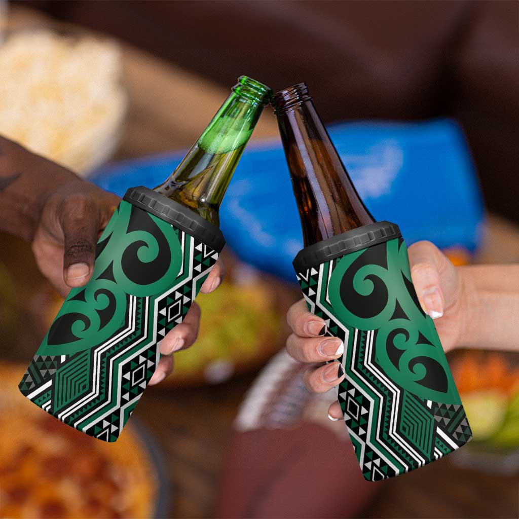 Maori Taniko Patterns 4 in 1 Can Cooler Tumbler Pounamu Patiki Motifs Mix Whakairo Ngaru LT7 - Polynesian Pride