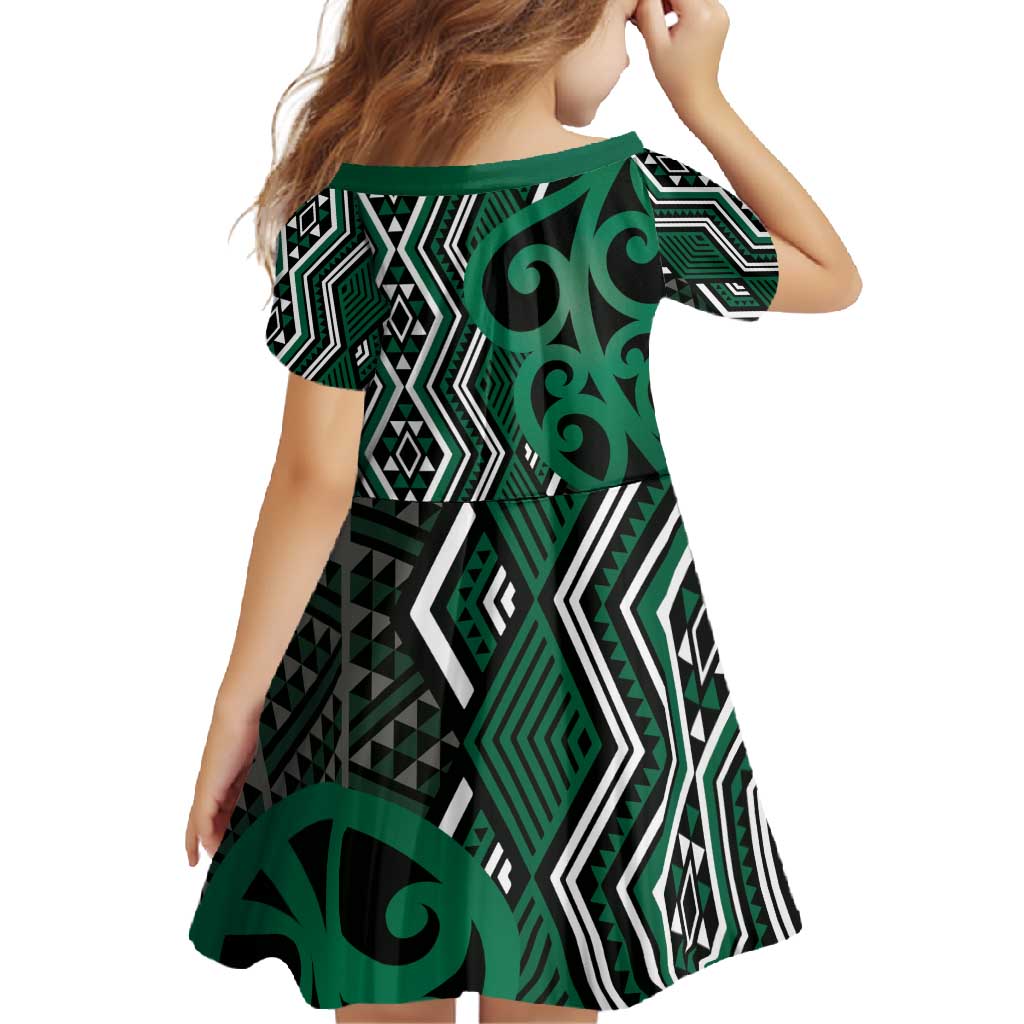 Maori Taniko Patterns Family Matching Off Shoulder Maxi Dress and Hawaiian Shirt Pounamu Patiki Motifs Mix Whakairo Ngaru LT7 - Polynesian Pride