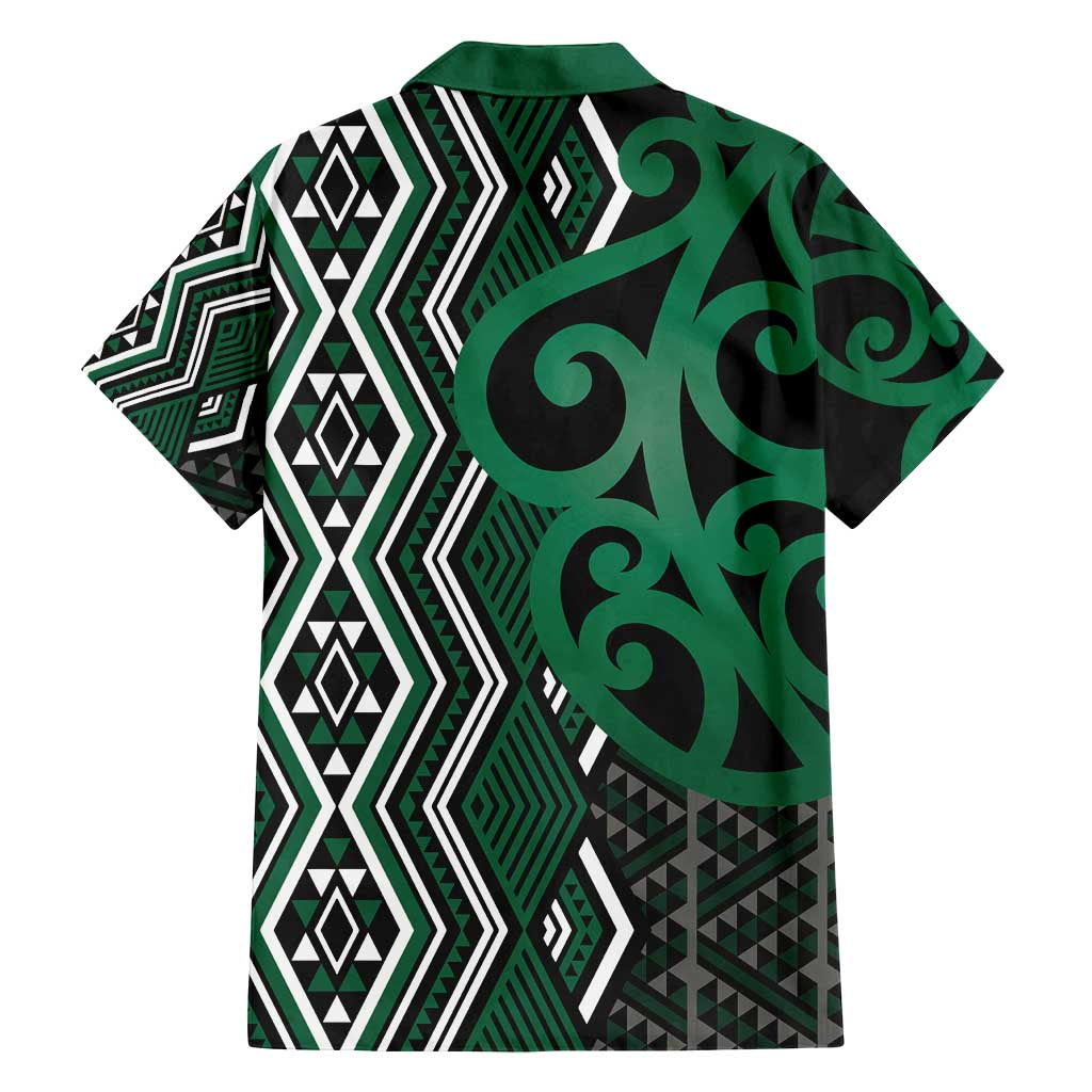 Maori Taniko Patterns Family Matching Off Shoulder Maxi Dress and Hawaiian Shirt Pounamu Patiki Motifs Mix Whakairo Ngaru LT7 - Polynesian Pride