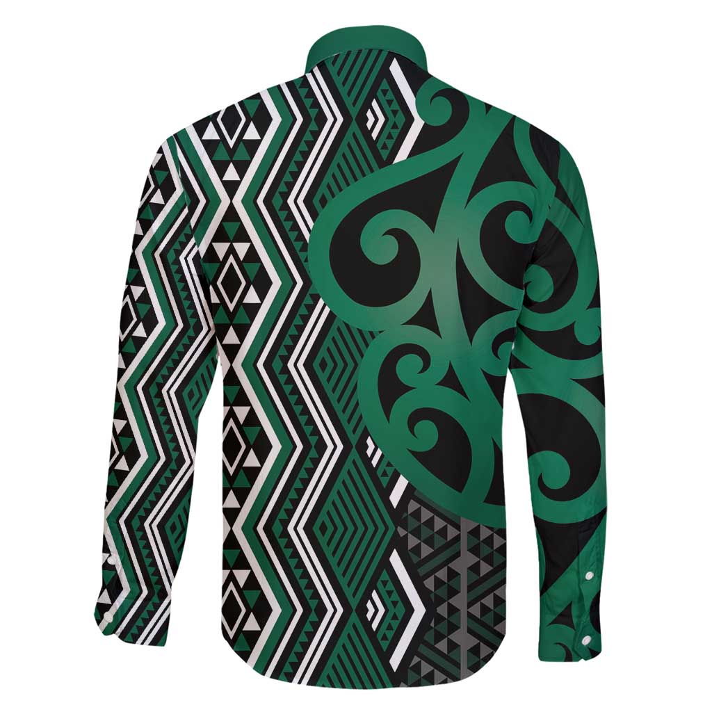 Maori Taniko Patterns Family Matching Off Shoulder Maxi Dress and Hawaiian Shirt Pounamu Patiki Motifs Mix Whakairo Ngaru LT7 - Polynesian Pride