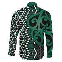 Maori Taniko Patterns Family Matching Off Shoulder Maxi Dress and Hawaiian Shirt Pounamu Patiki Motifs Mix Whakairo Ngaru LT7 - Polynesian Pride
