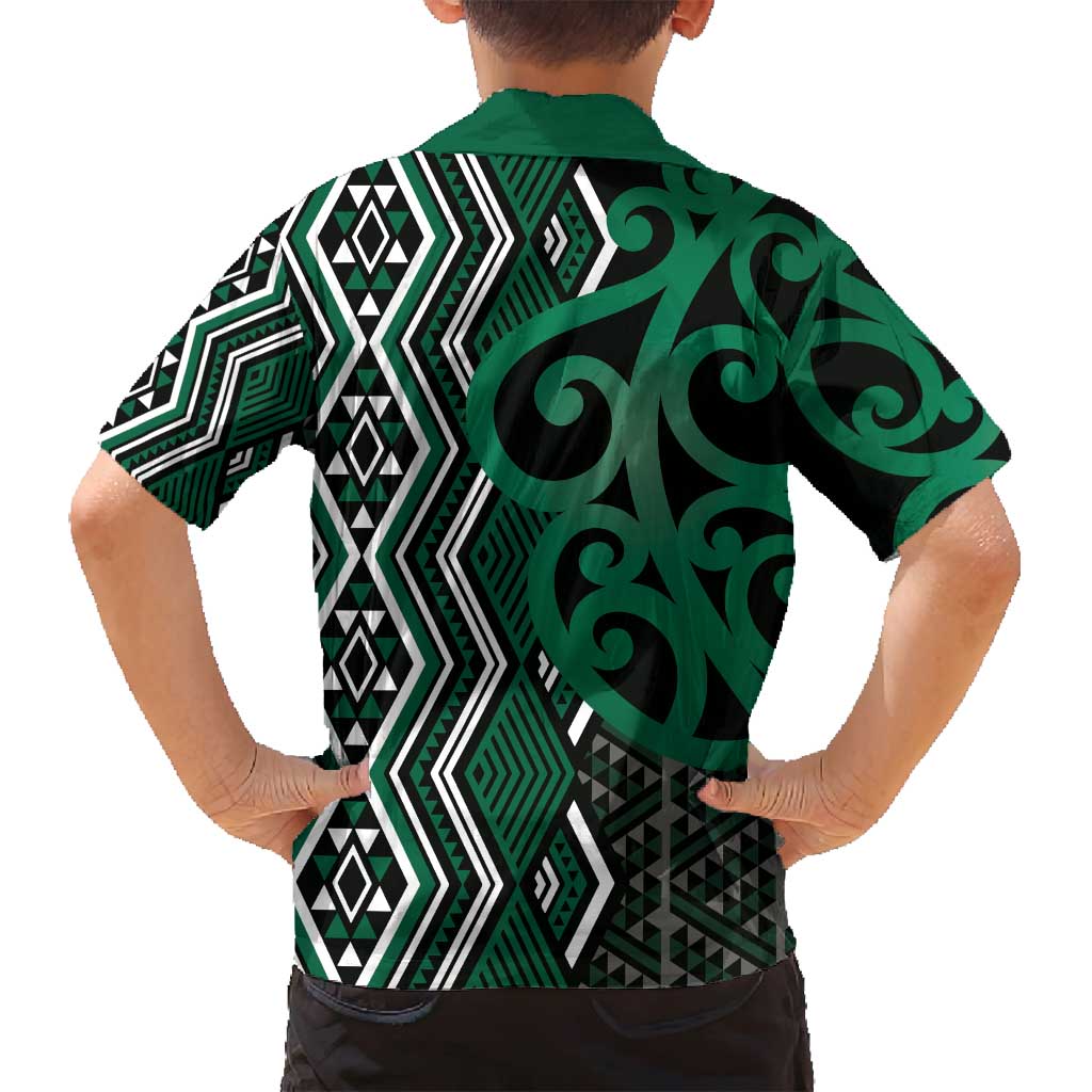 Maori Taniko Patterns Family Matching Summer Maxi Dress and Hawaiian Shirt Pounamu Patiki Motifs Mix Whakairo Ngaru LT7 - Polynesian Pride