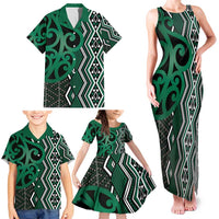 Maori Taniko Patterns Family Matching Tank Maxi Dress and Hawaiian Shirt Pounamu Patiki Motifs Mix Whakairo Ngaru LT7 - Polynesian Pride