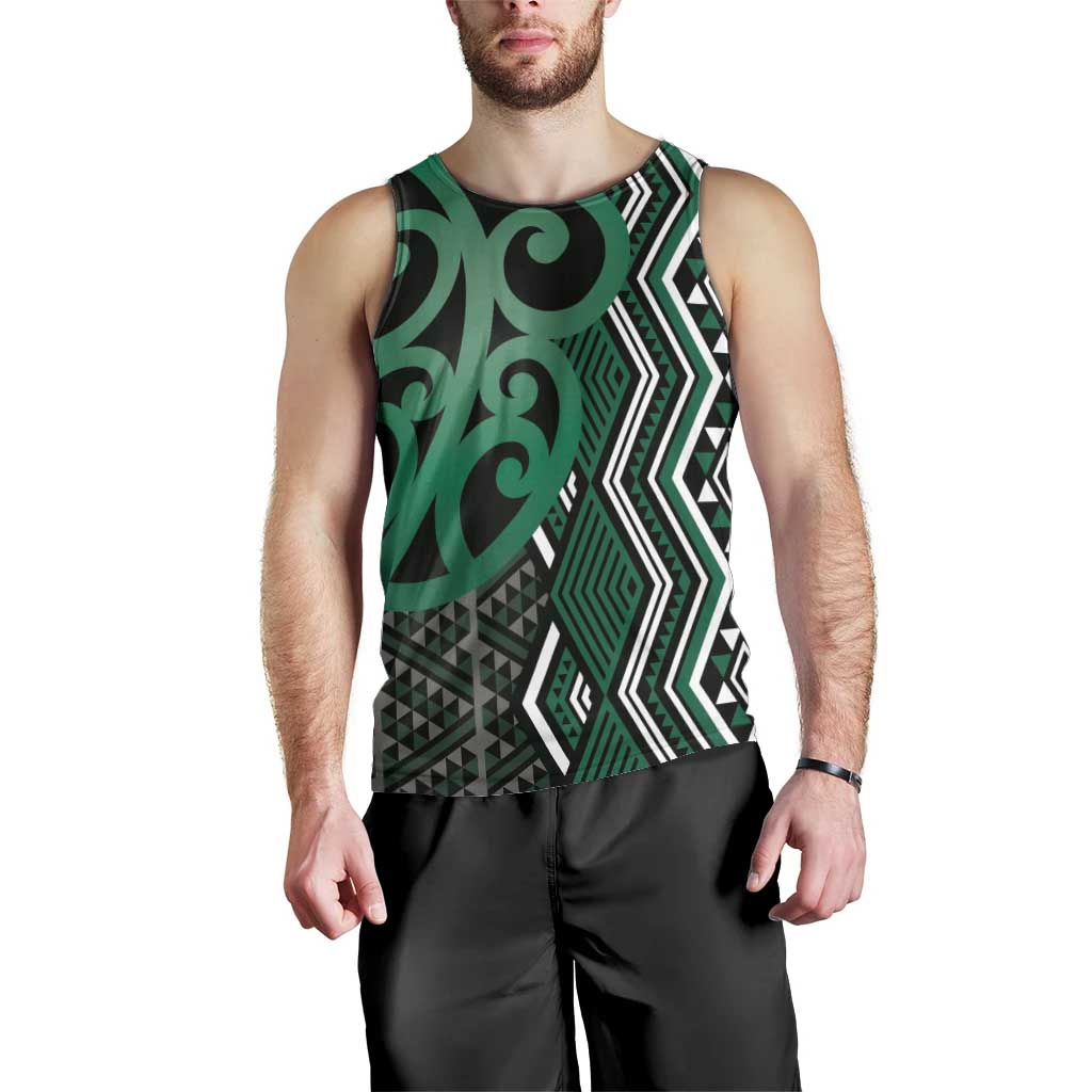 Maori Taniko Patterns Men Tank Top Pounamu Patiki Motifs Mix Whakairo Ngaru