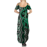Maori Taniko Patterns Summer Maxi Dress Pounamu Patiki Motifs Mix Whakairo Ngaru