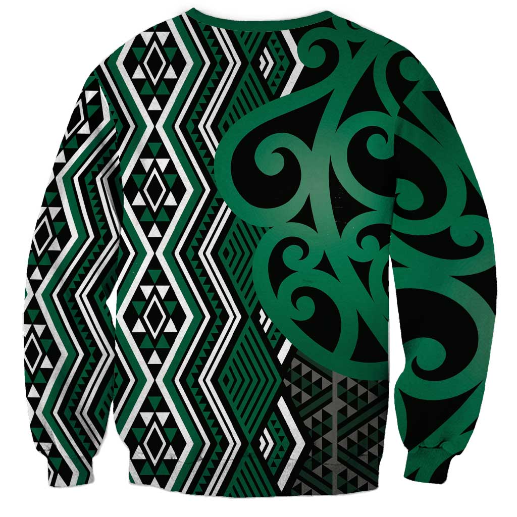 Maori Taniko Patterns Sweatshirt Pounamu Patiki Motifs Mix Whakairo Ngaru