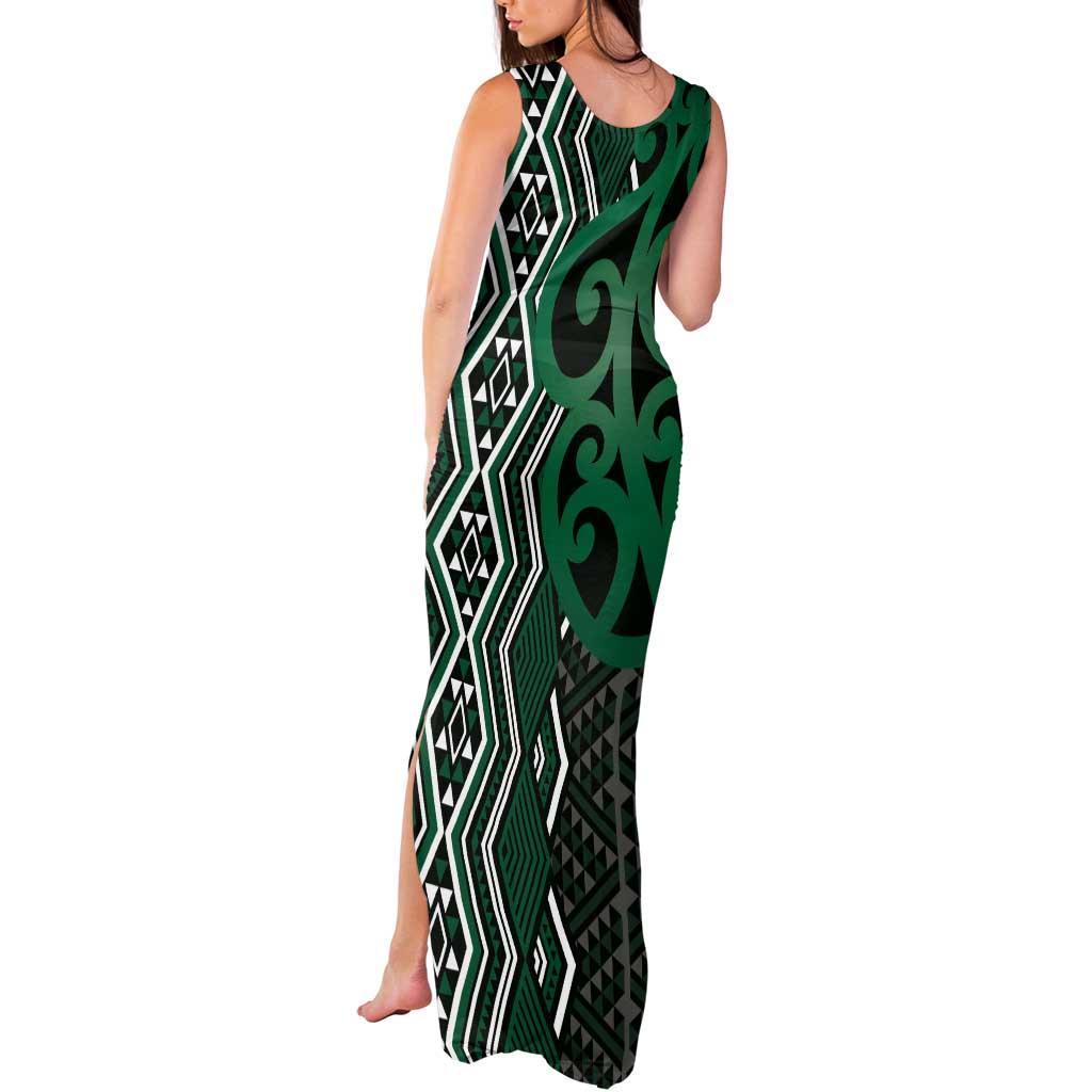 Maori Taniko Patterns Tank Maxi Dress Pounamu Patiki Motifs Mix Whakairo Ngaru