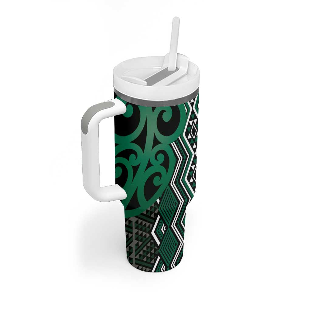 Maori Taniko Patterns Tumbler With Handle Pounamu Patiki Motifs Mix Whakairo Ngaru LT7 - Polynesian Pride