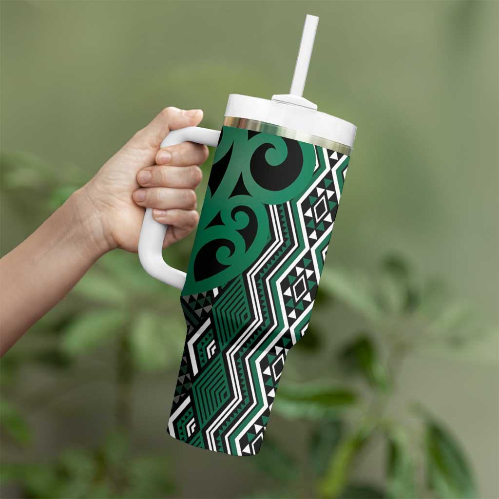 Maori Taniko Patterns Tumbler With Handle Pounamu Patiki Motifs Mix Whakairo Ngaru LT7 - Polynesian Pride