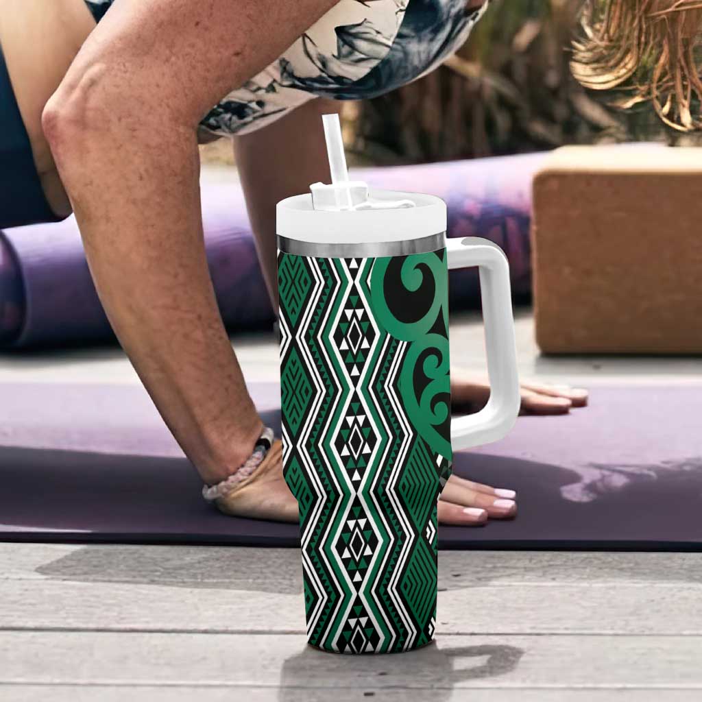 Maori Taniko Patterns Tumbler With Handle Pounamu Patiki Motifs Mix Whakairo Ngaru LT7 - Polynesian Pride