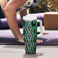 Maori Taniko Patterns Tumbler With Handle Pounamu Patiki Motifs Mix Whakairo Ngaru LT7 - Polynesian Pride