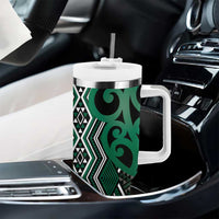 Maori Taniko Patterns Tumbler With Handle Pounamu Patiki Motifs Mix Whakairo Ngaru LT7 - Polynesian Pride