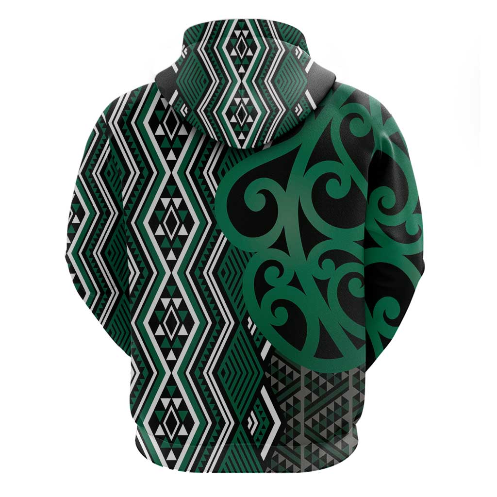Maori Taniko Patterns Zip Hoodie Pounamu Patiki Motifs Mix Whakairo Ngaru