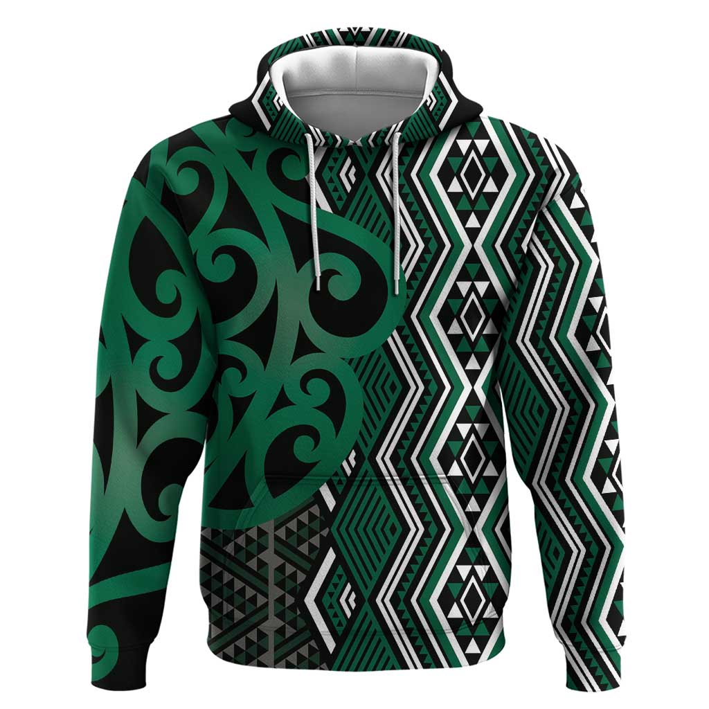 Maori Taniko Patterns Zip Hoodie Pounamu Patiki Motifs Mix Whakairo Ngaru