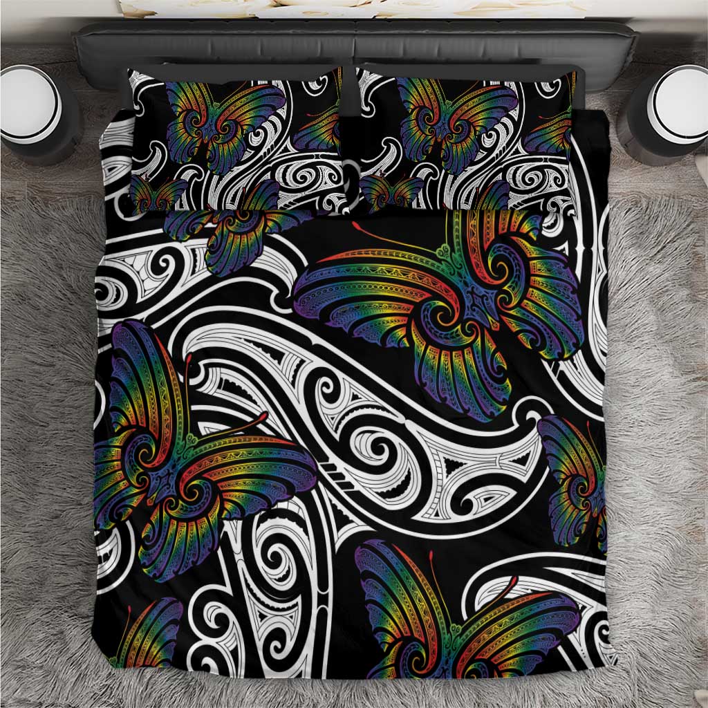 Aotearoa Takatapui Pride Bedding Set Rainbow Butterfly - Free To Love